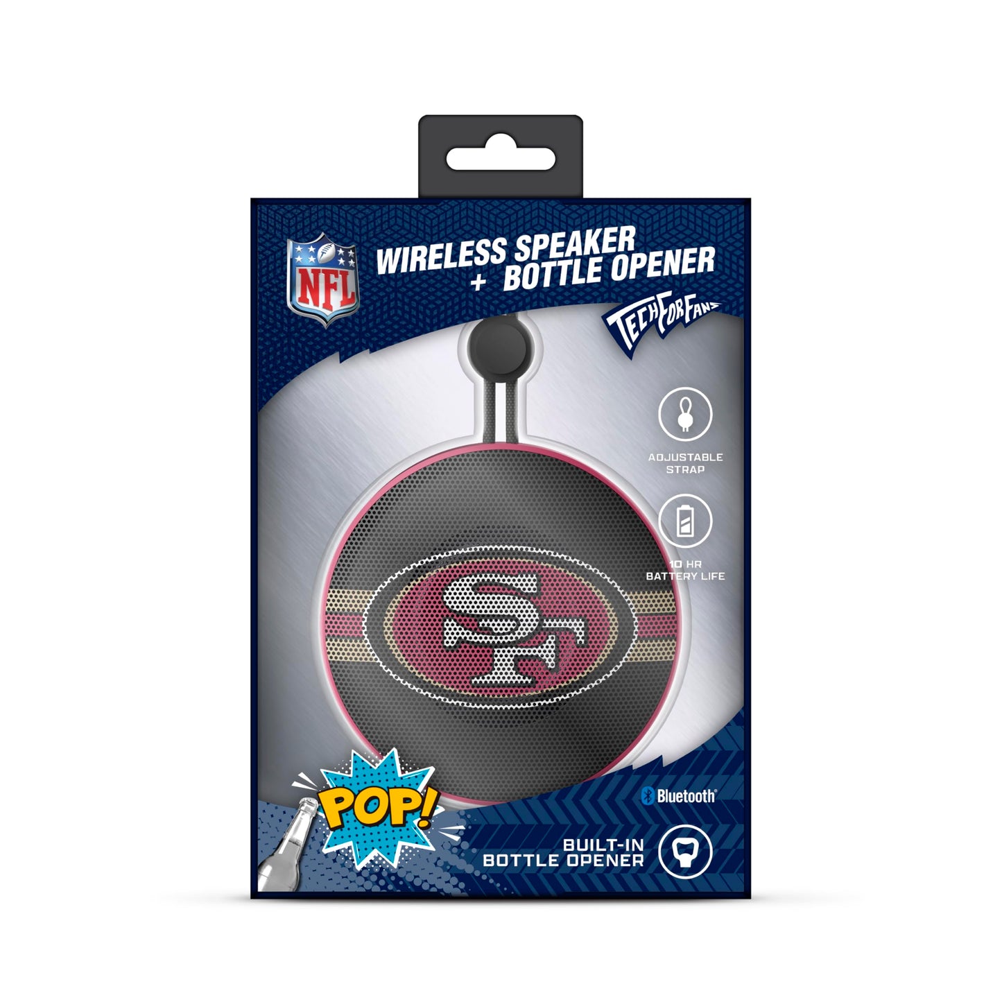 SOAR NFL Bluetooth Bottle Opener Speaker, San Francisco 49ers