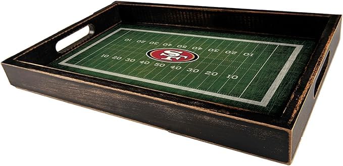 San Francisco 49ers NFL Football Field Tray by Fan Creations - Decorative Team Logo Server with Handles for Food & Drink- for Game Day Entertaining or Tabletop Organizer - Show Your 49ers Pride