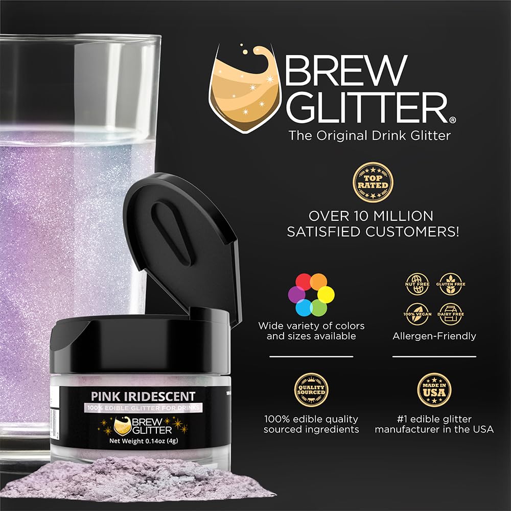 Brew Glitter Red Edible Drink Glitter 1x 4g Jar for Cocktails, Beer, & Beverages