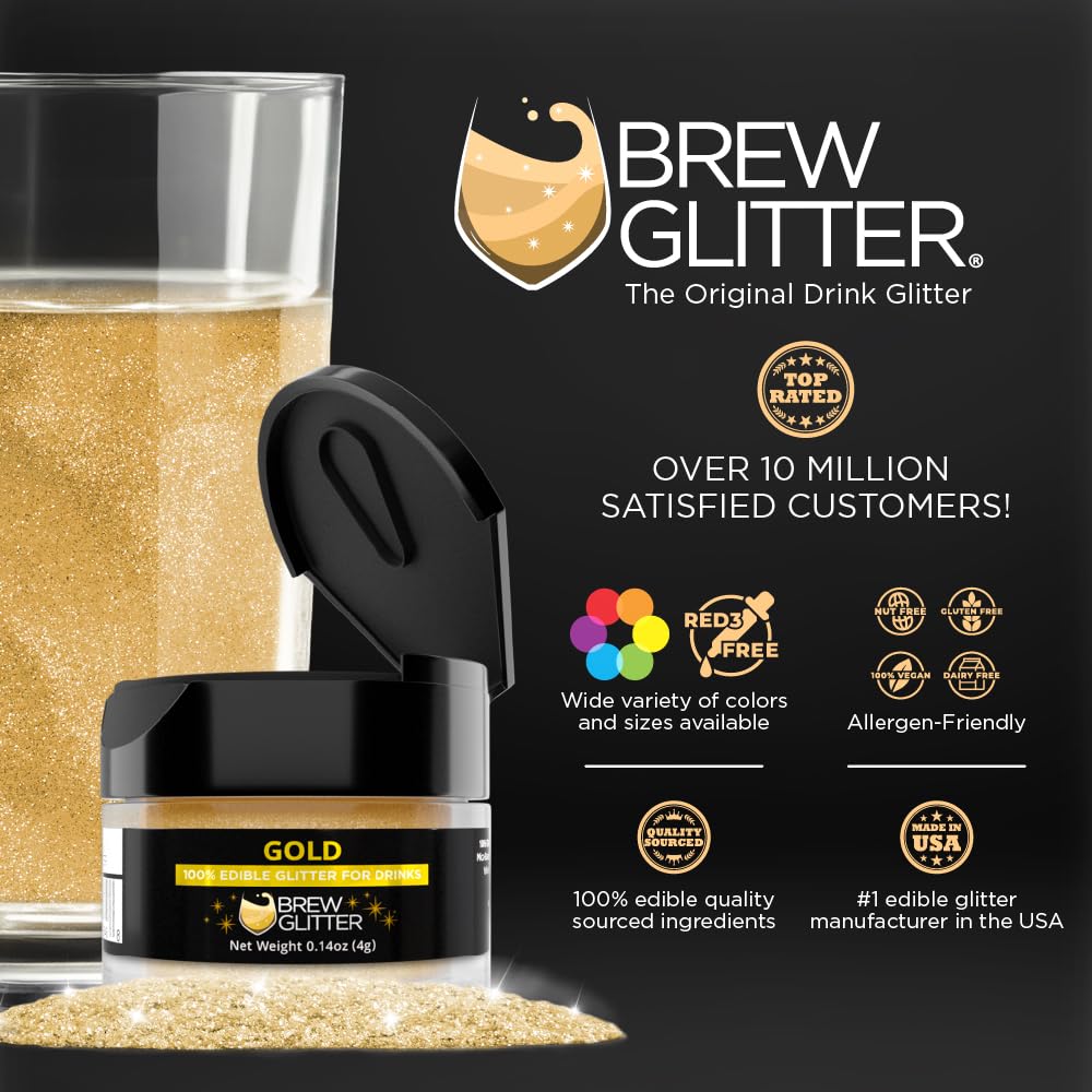 Brew Glitter Red Edible Drink Glitter 1x 4g Jar for Cocktails, Beer, & Beverages