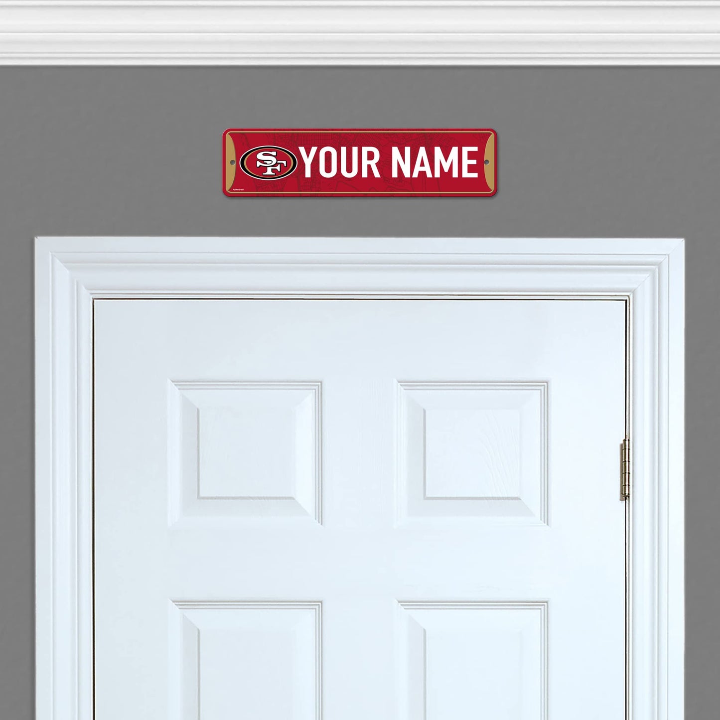 Rico Industries NFL Football San Francisco 49ers Primary Personalized Metal Street Sign 4" x 15" Home Décor - Bedroom - Office - Man Cave