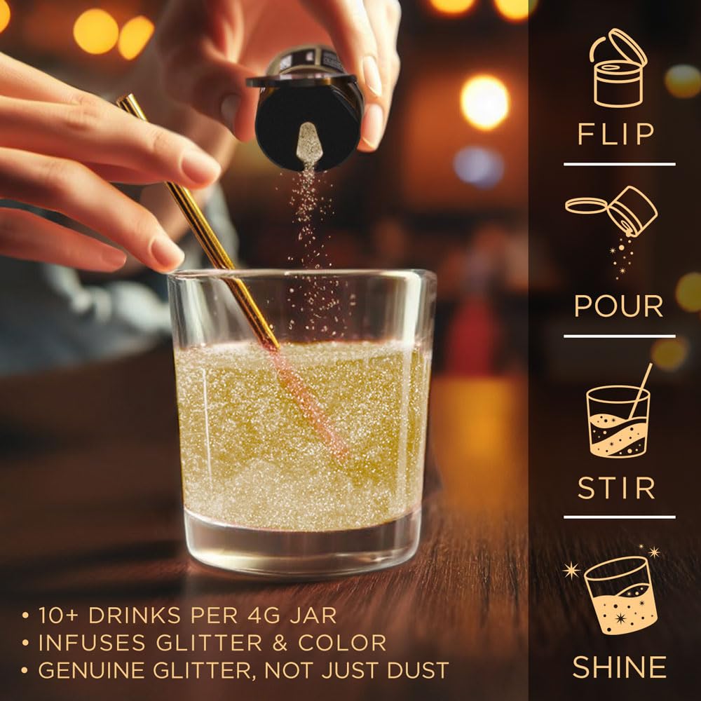 Brew Glitter Red Edible Drink Glitter 1x 4g Jar for Cocktails, Beer, & Beverages