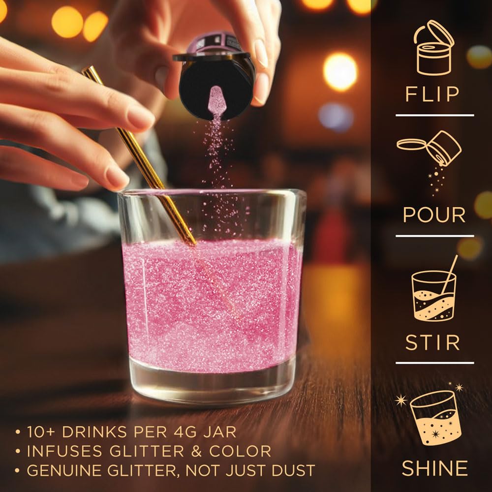 Brew Glitter Red Edible Drink Glitter 1x 4g Jar for Cocktails, Beer, & Beverages