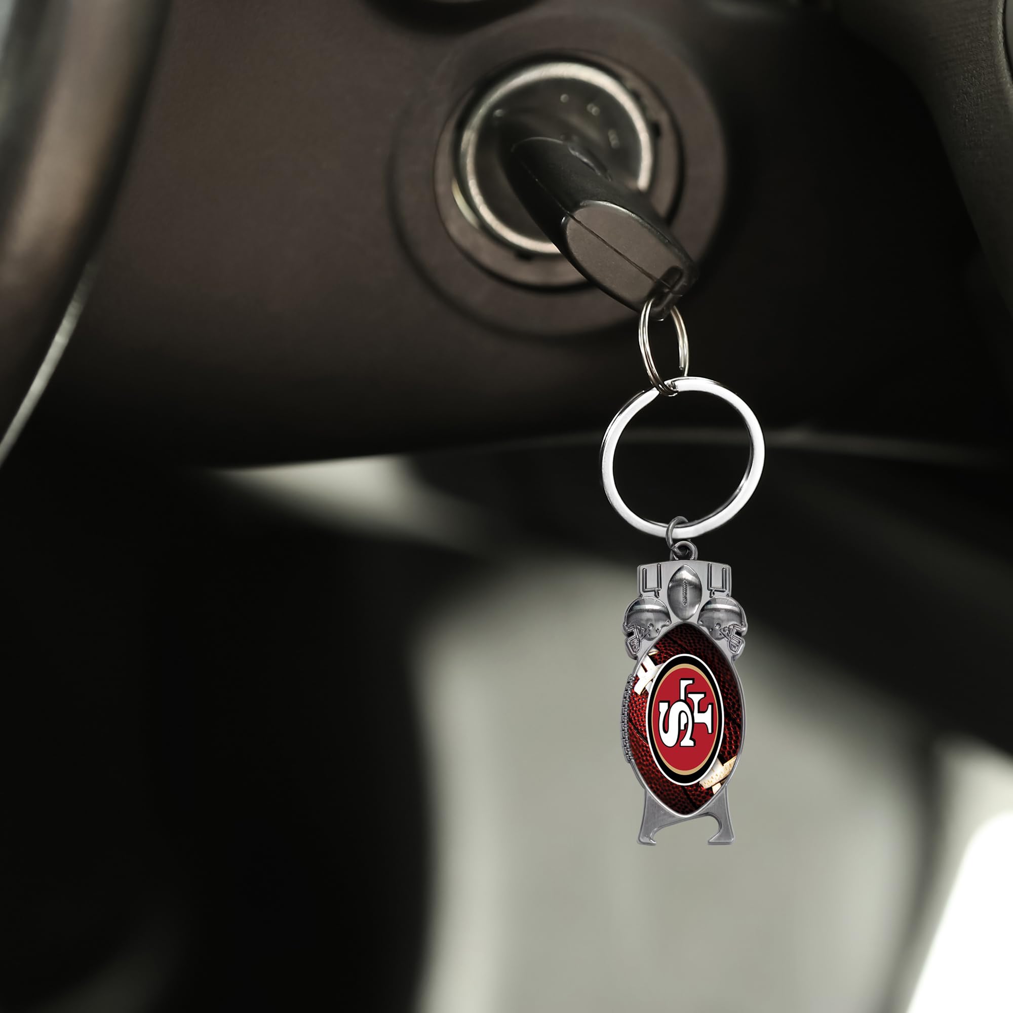 Rico Industries NFL Football San Francisco 49ers Sculpted Bottle Opener Keychain - Car Accessory