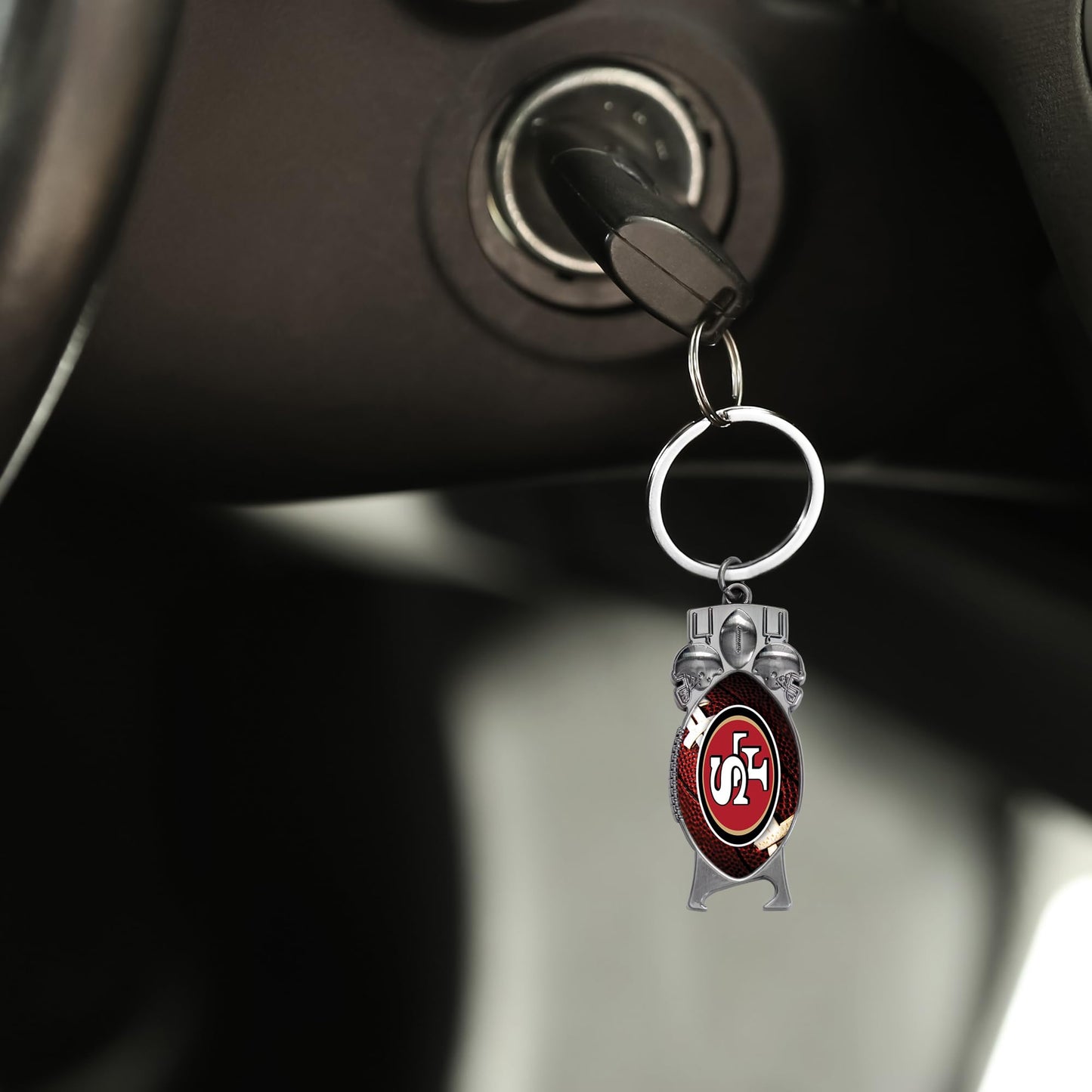 Rico Industries NFL Football San Francisco 49ers Sculpted Bottle Opener Keychain - Car Accessory