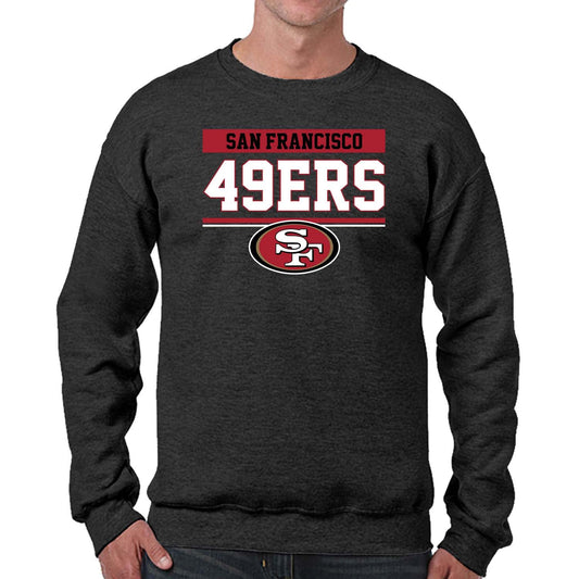 Team Fan Apparel NFL Adult Long Sleeve Team Block Charcoal Crewneck Sweatshirt - Stay Warm & Represent Your Team With Style (San Francisco 49ers - Charcoal, XX-Large)