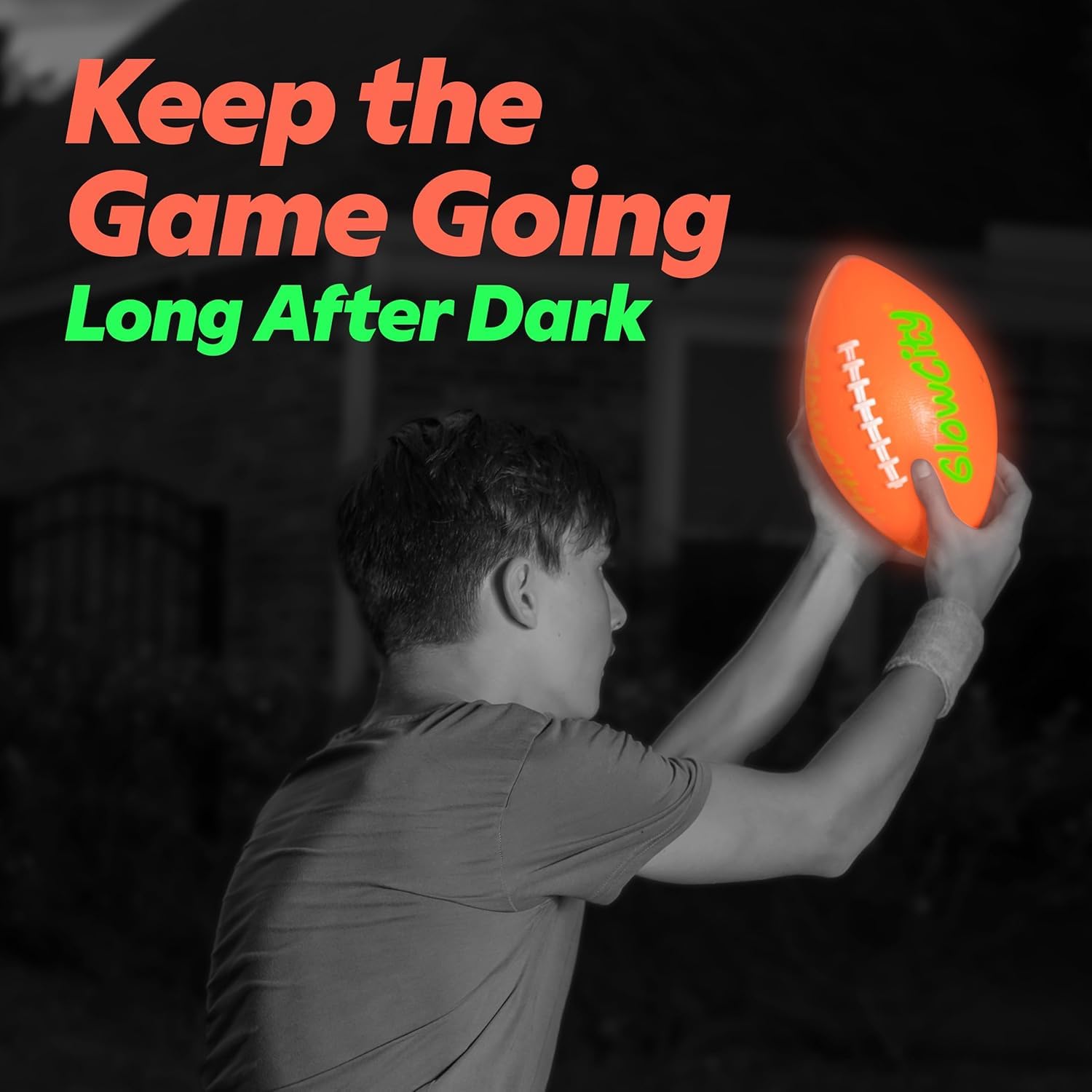 GlowCity Glow in The Dark Football - Size 6 Light Up LED Ball for Teen Boys & Adults - Cool Sports Gift for Night Outdoor Games - Birthday Gifts Ideas for Teen Boys Teenager Ages 12 13 14 15 16 17 18
