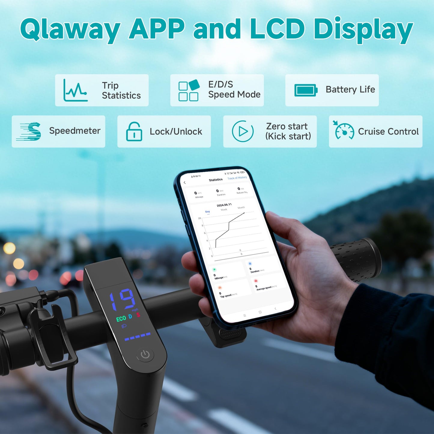 Qlaway 8.5" E Scooter for Adults Aluminum Alloy Frame 20 MPH 350W Motor 281WH Battery, Motorized Scooter Up to 20 Miles Range, Foldable Bearing 265 LBS/APP Control
