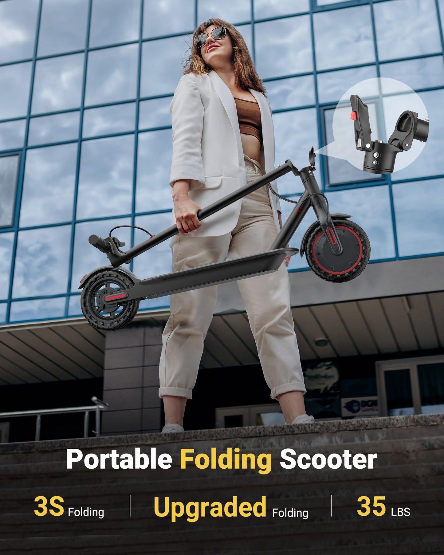MAXSHOT V7 Electric Scooter, 350W Powerful Motor, 16MPH Top Speed,16Miles Long Range, 8.5" Solid Tires Folding Commuter Escooter with Double Braking Systems for Adults and Teens
