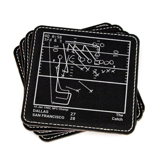 Greatest 49ers Plays: Leatherette Coasters (Set of 4) | Iconic San Francisco Football Moments | Unique Gift for Sports Fans