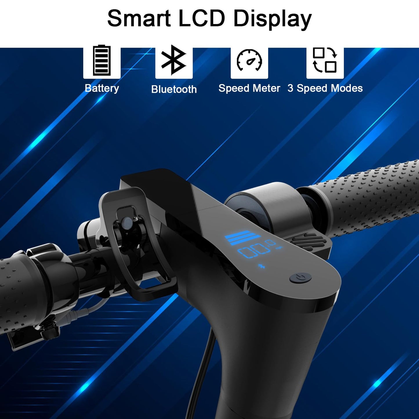Electric Scooter 10" Solid Tires 600W Peak Motor Up to 20Miles Range and 19Mph Speed for Adults - Portable Folding Commuting Scooter with Double Braking System and App