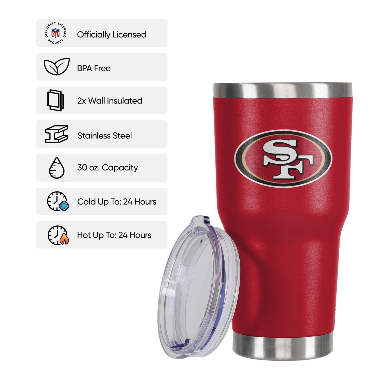 FOCO San Francisco 49ers NFL Team Logo 30 oz Tumbler - Red