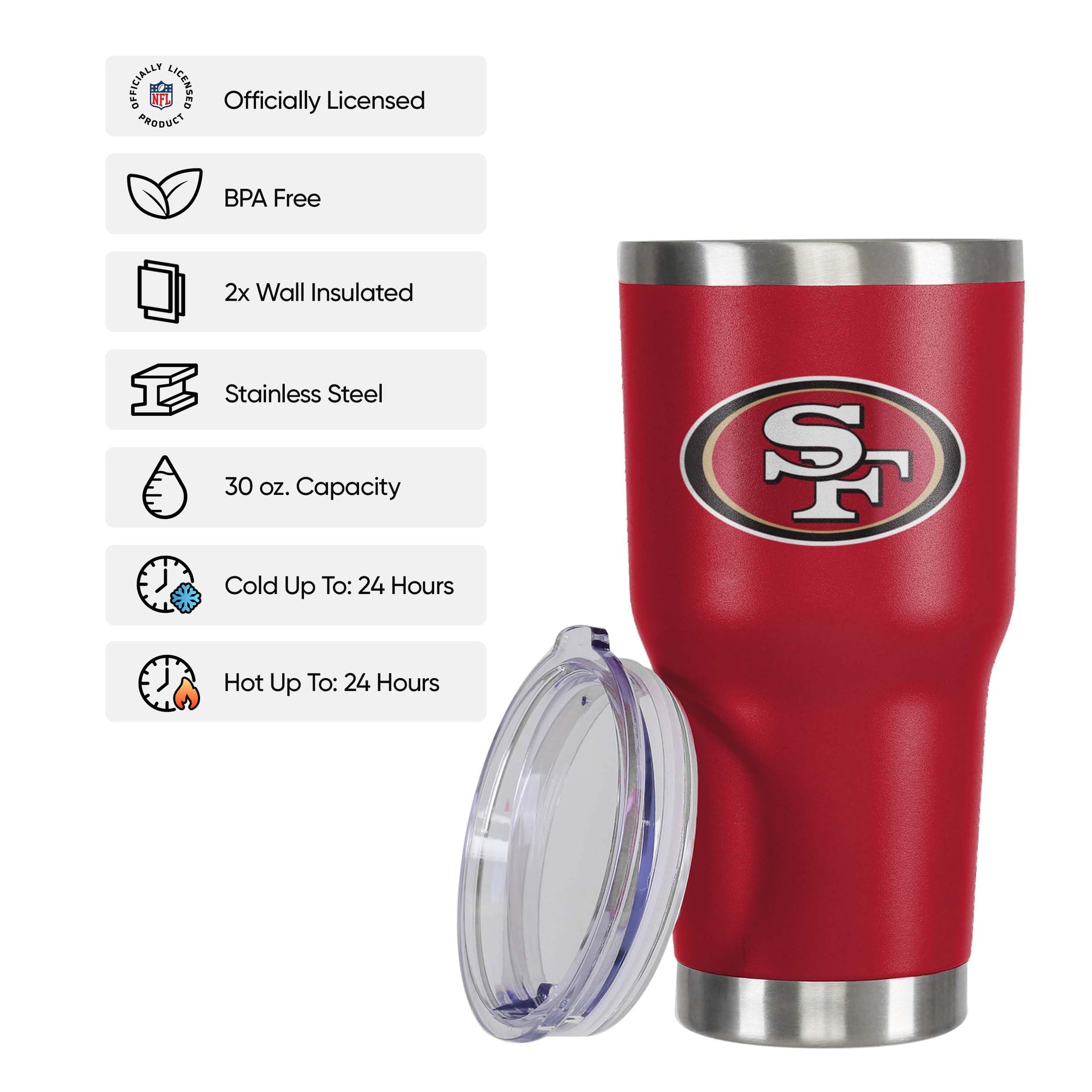 FOCO San Francisco 49ers NFL Team Logo 30 oz Tumbler - Red