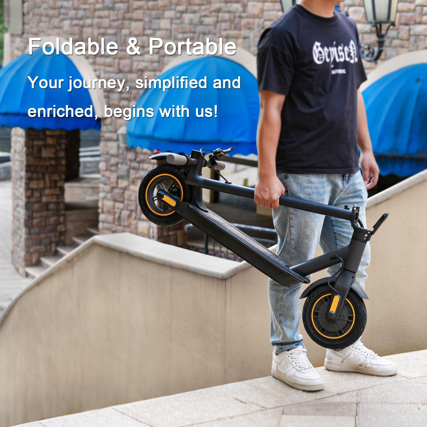 Electric Scooter 10" Solid Tires 600W Peak Motor Up to 20Miles Range and 19Mph Speed for Adults - Portable Folding Commuting Scooter with Double Braking System and App