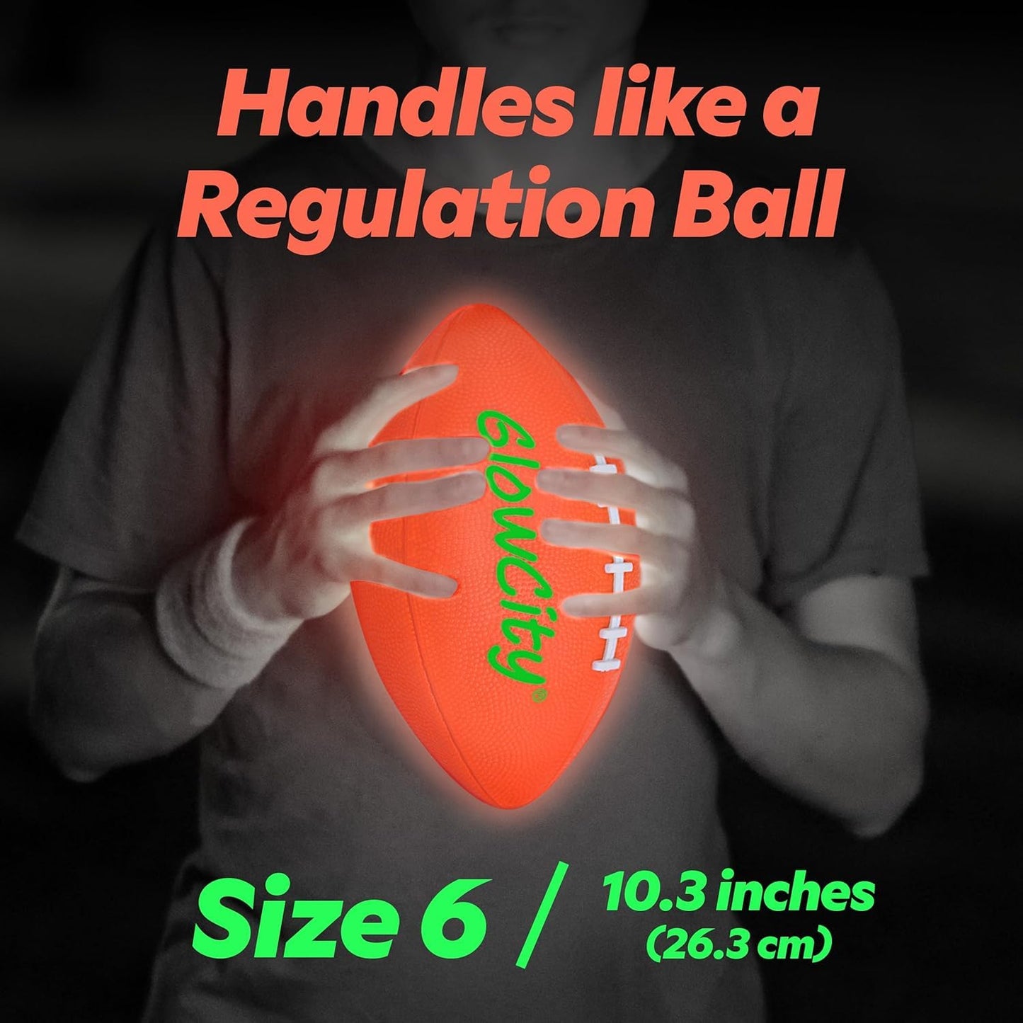 GlowCity Glow in The Dark Football - Size 6 Light Up LED Ball for Teen Boys & Adults - Cool Sports Gift for Night Outdoor Games - Birthday Gifts Ideas for Teen Boys Teenager Ages 12 13 14 15 16 17 18