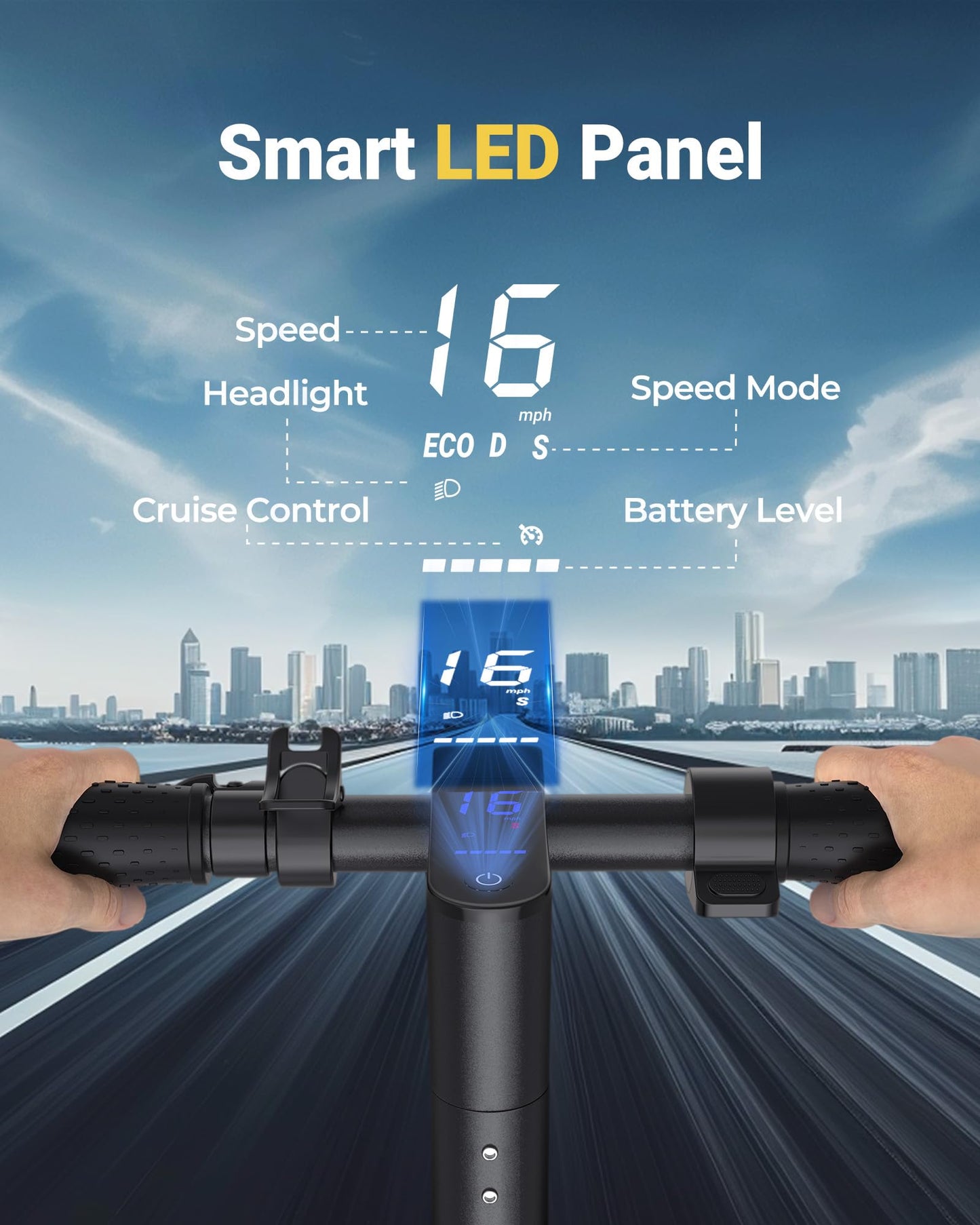 MAXSHOT V7 Electric Scooter, 350W Powerful Motor, 16MPH Top Speed,16Miles Long Range, 8.5" Solid Tires Folding Commuter Escooter with Double Braking Systems for Adults and Teens
