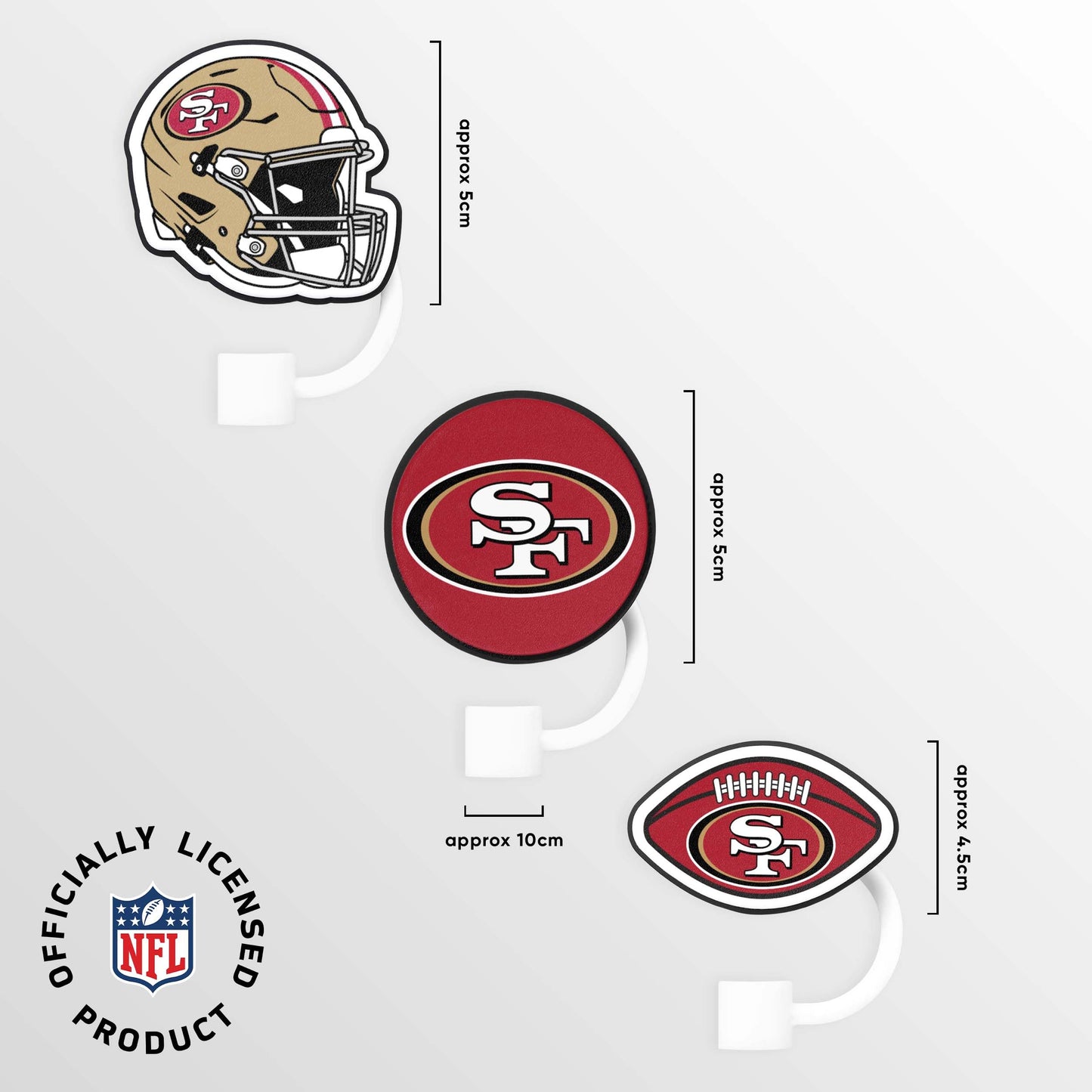 FOCO San Francisco 49ers NFL 3 Pack Primary Logo Straw Toppers