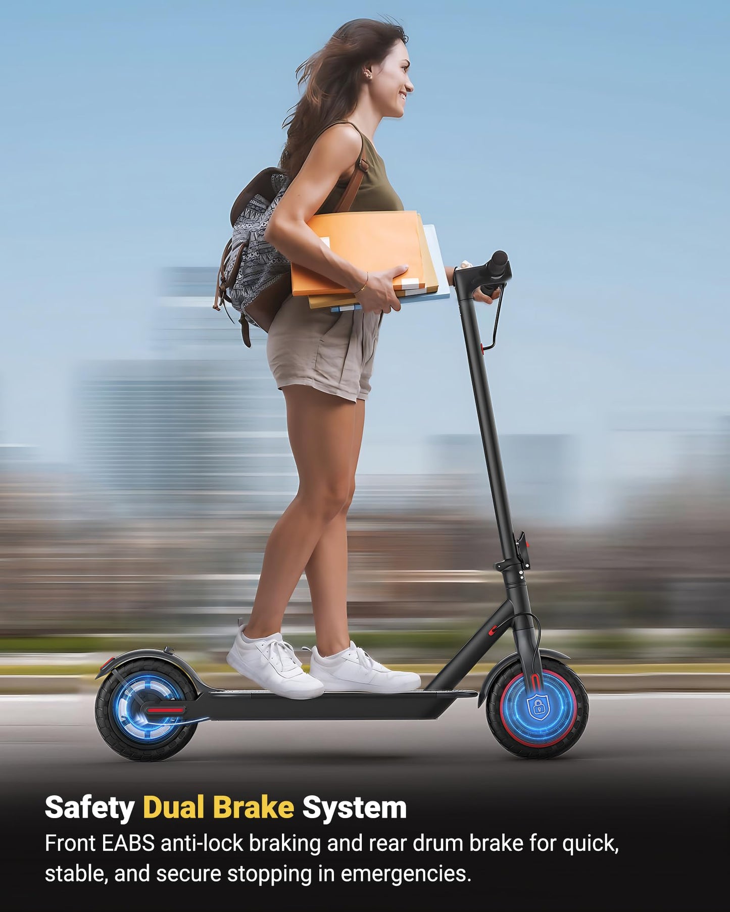 MAXSHOT V7 Electric Scooter, 350W Powerful Motor, 16MPH Top Speed,16Miles Long Range, 8.5" Solid Tires Folding Commuter Escooter with Double Braking Systems for Adults and Teens