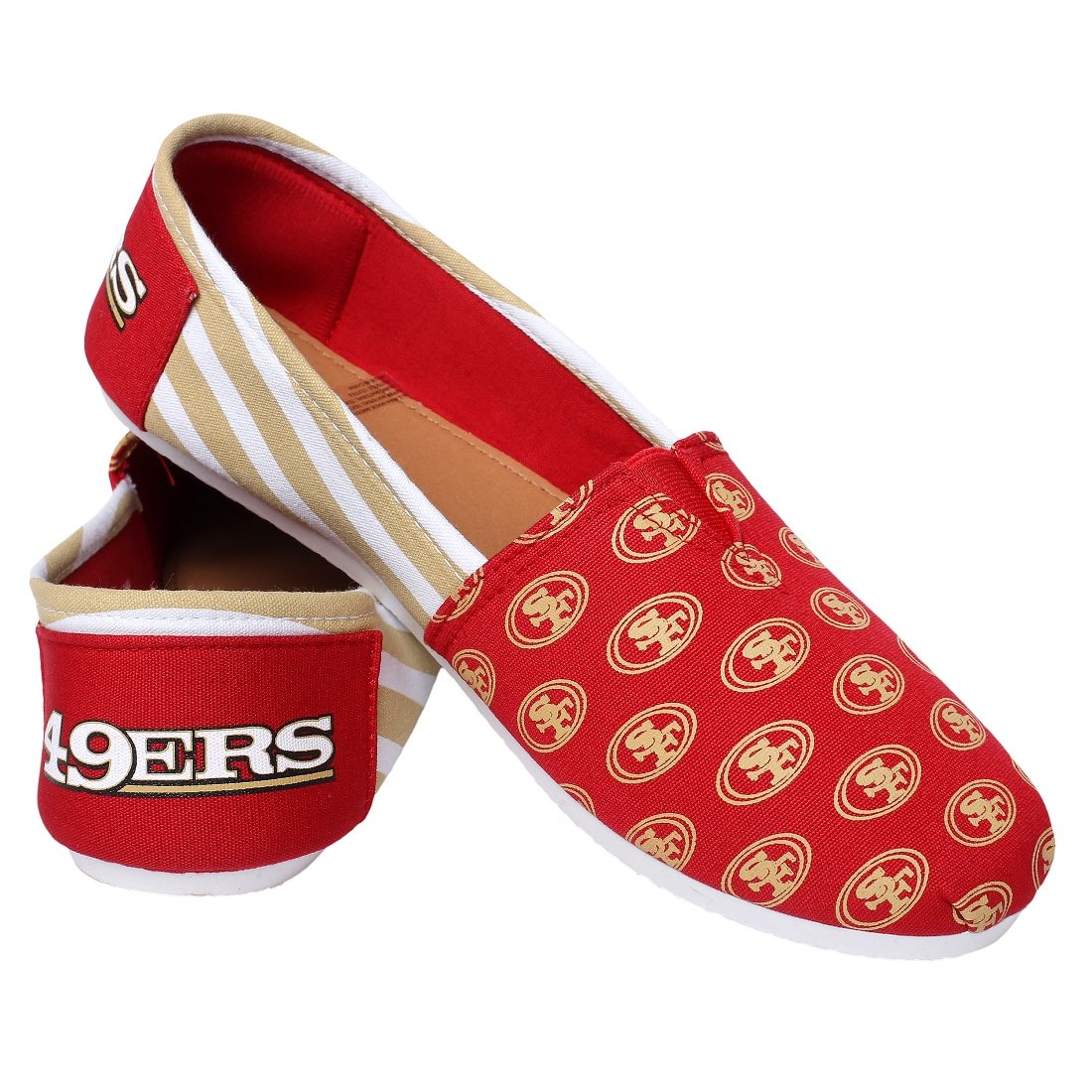 FOCO San Francisco 49ers NFL Womens Stripe Canvas Shoes - XL