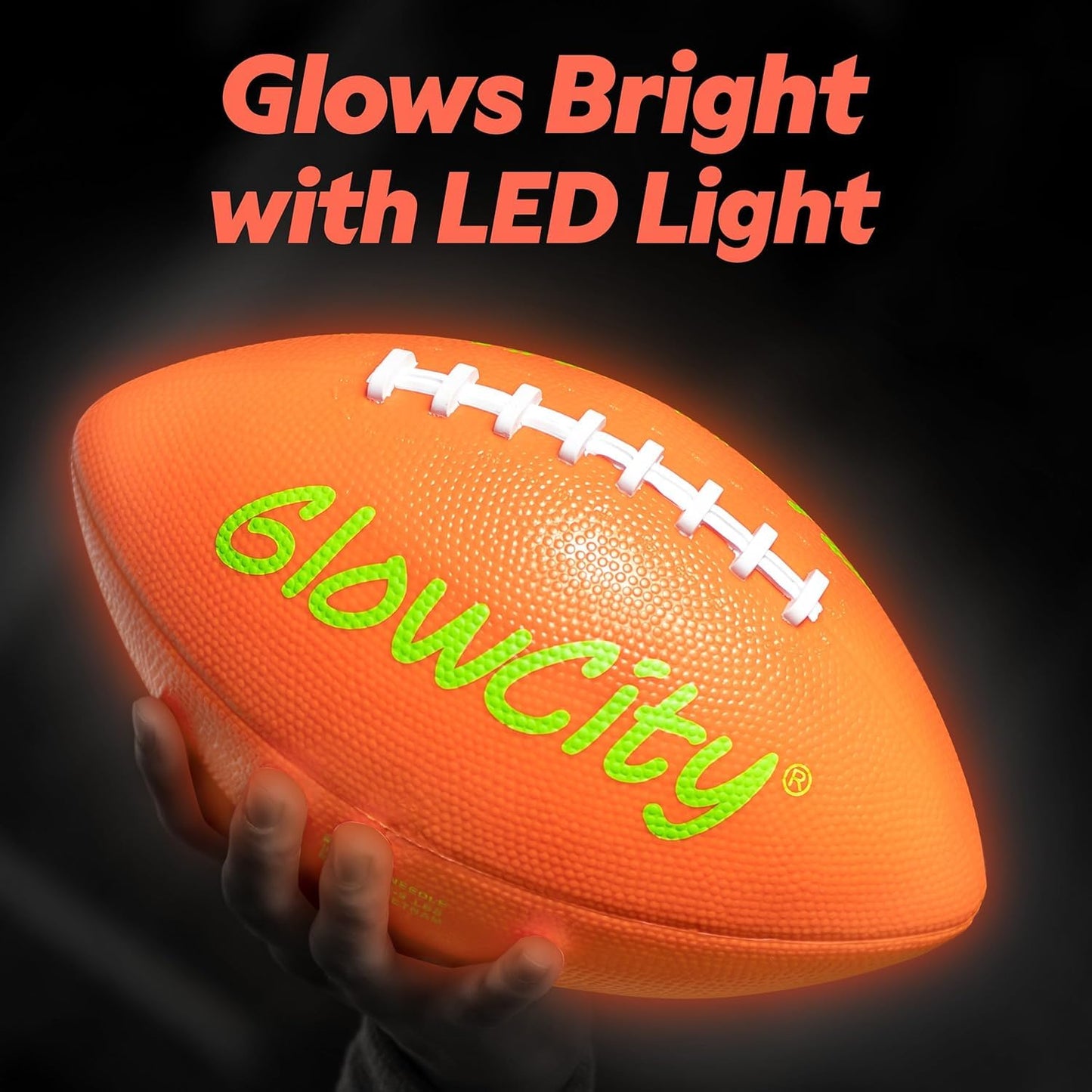 GlowCity Glow in The Dark Football - Size 6 Light Up LED Ball for Teen Boys & Adults - Cool Sports Gift for Night Outdoor Games - Birthday Gifts Ideas for Teen Boys Teenager Ages 12 13 14 15 16 17 18