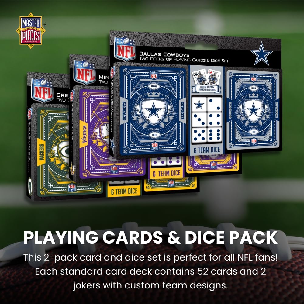 Masterpieces Game Day - NFL San Francisco 49ers 2-Pack Playing Cards & Dice Pack - Officially Licensed Set for Adults and Family