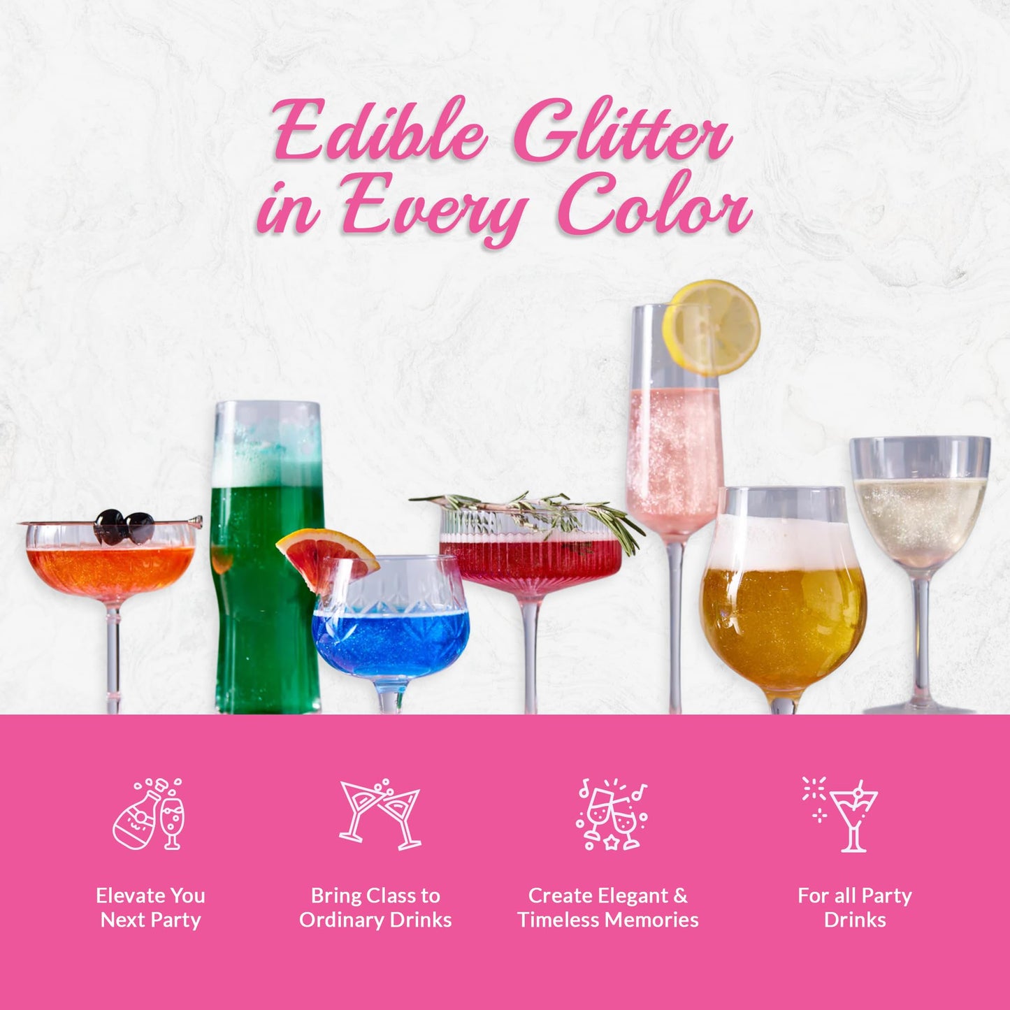 Glitter Faced Red Edible Glitter For Drinks With 0-Calories, No Taste or Texture | 30ml Food-Grade, 30 Drinks, Luster Dust | Ideal for Beverages, Galentine’s, Parties & Events | Made in USA