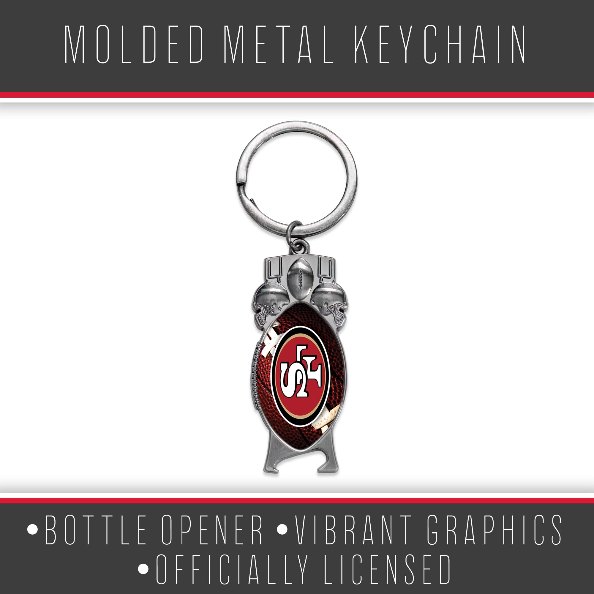Rico Industries NFL Football San Francisco 49ers Sculpted Bottle Opener Keychain - Car Accessory