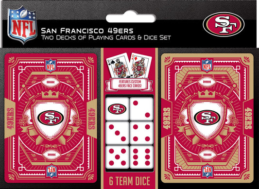 Masterpieces Game Day - NFL San Francisco 49ers 2-Pack Playing Cards & Dice Pack - Officially Licensed Set for Adults and Family