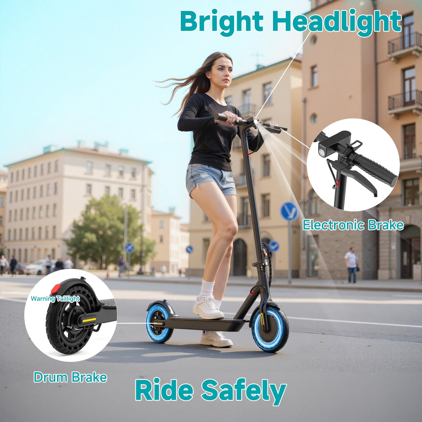 Qlaway 8.5" E Scooter for Adults Aluminum Alloy Frame 20 MPH 350W Motor 281WH Battery, Motorized Scooter Up to 20 Miles Range, Foldable Bearing 265 LBS/APP Control
