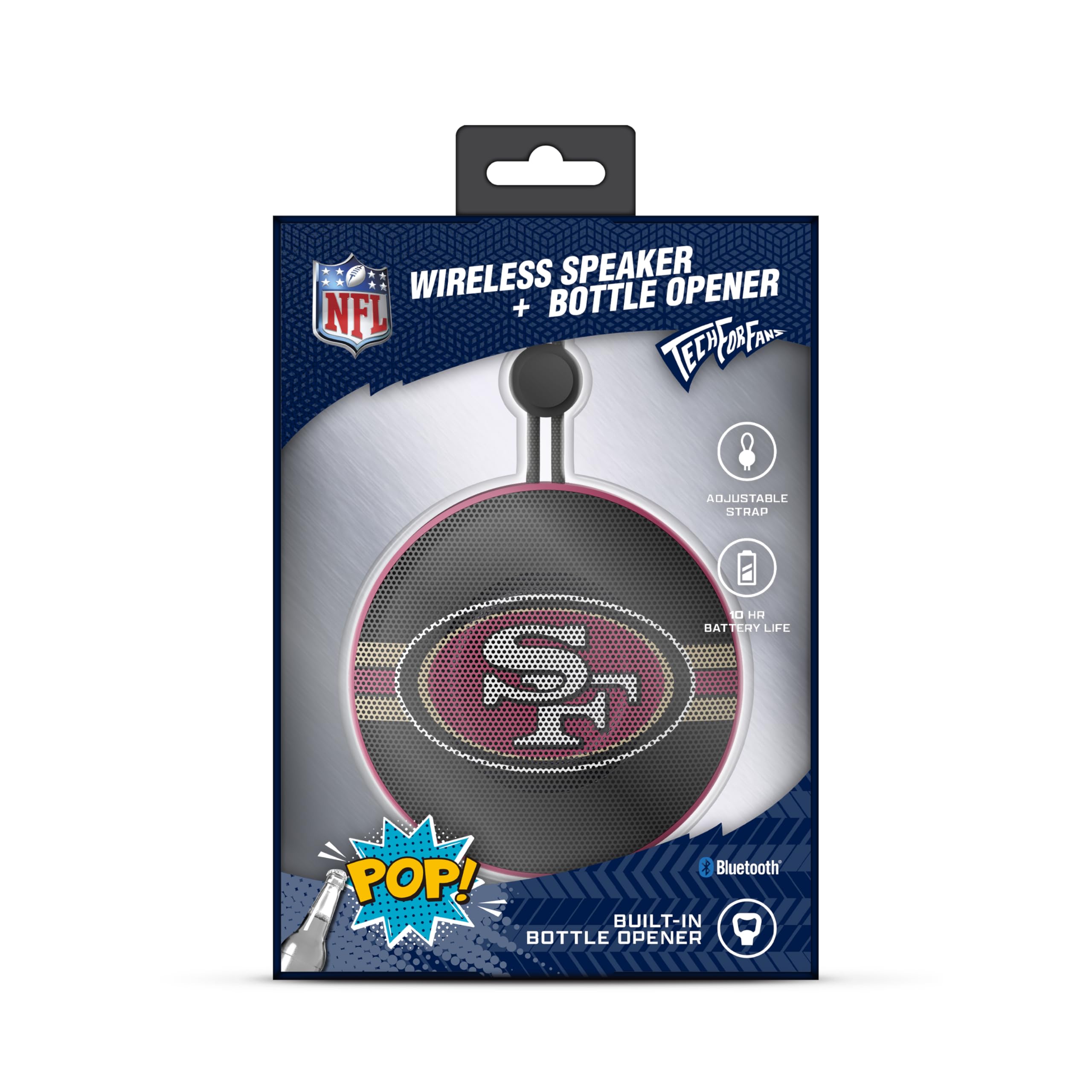 SOAR NFL Bluetooth Bottle Opener Speaker, San Francisco 49ers