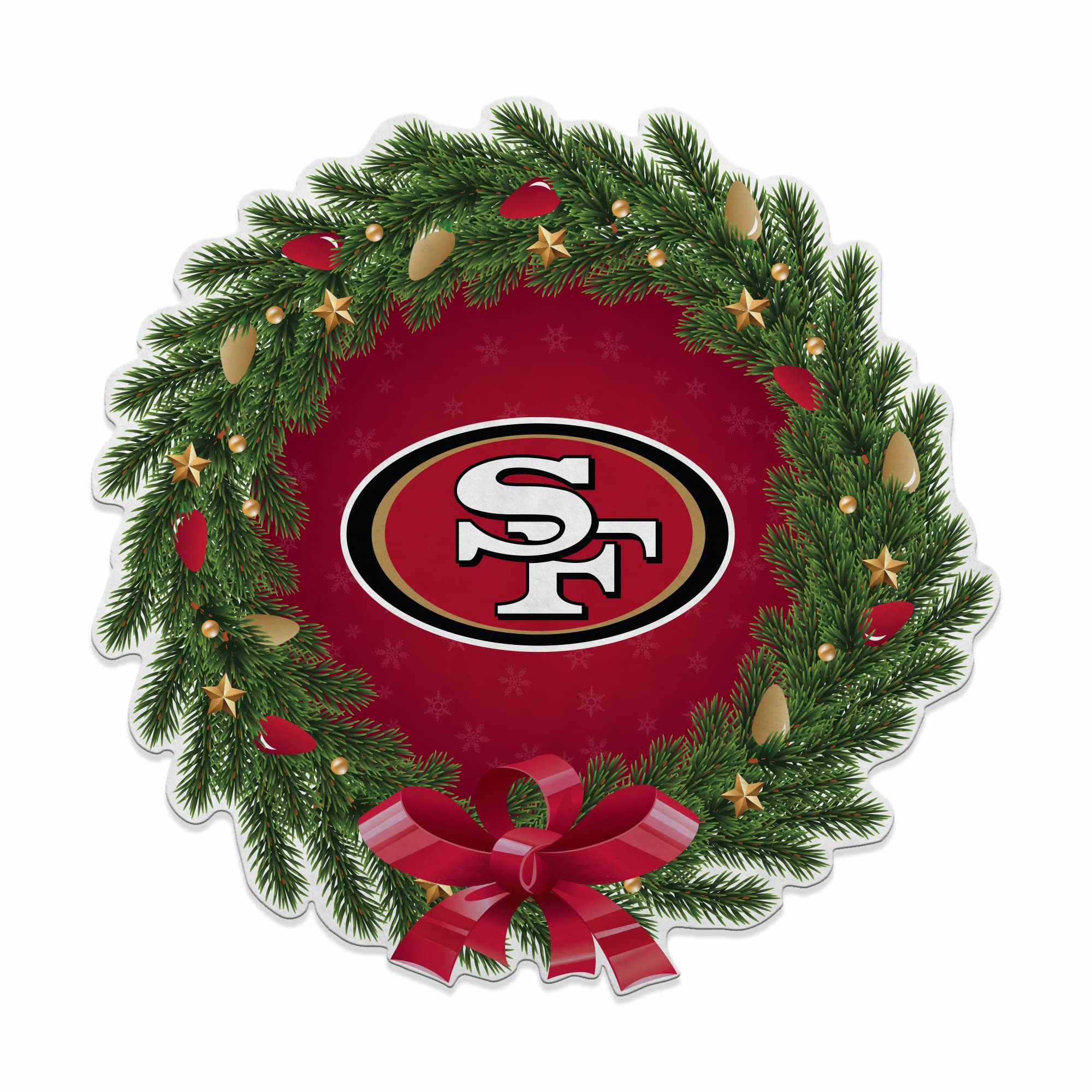 Rico Industries NFL Football San Francisco 49ers Wreath Shape Cut Pennant - Home and Living Room Décor - Soft Felt EZ to Hang