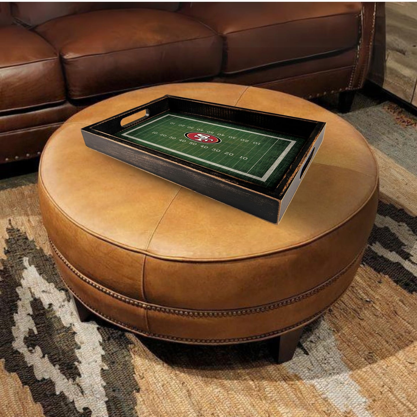 San Francisco 49ers NFL Football Field Tray by Fan Creations - Decorative Team Logo Server with Handles for Food & Drink- for Game Day Entertaining or Tabletop Organizer - Show Your 49ers Pride