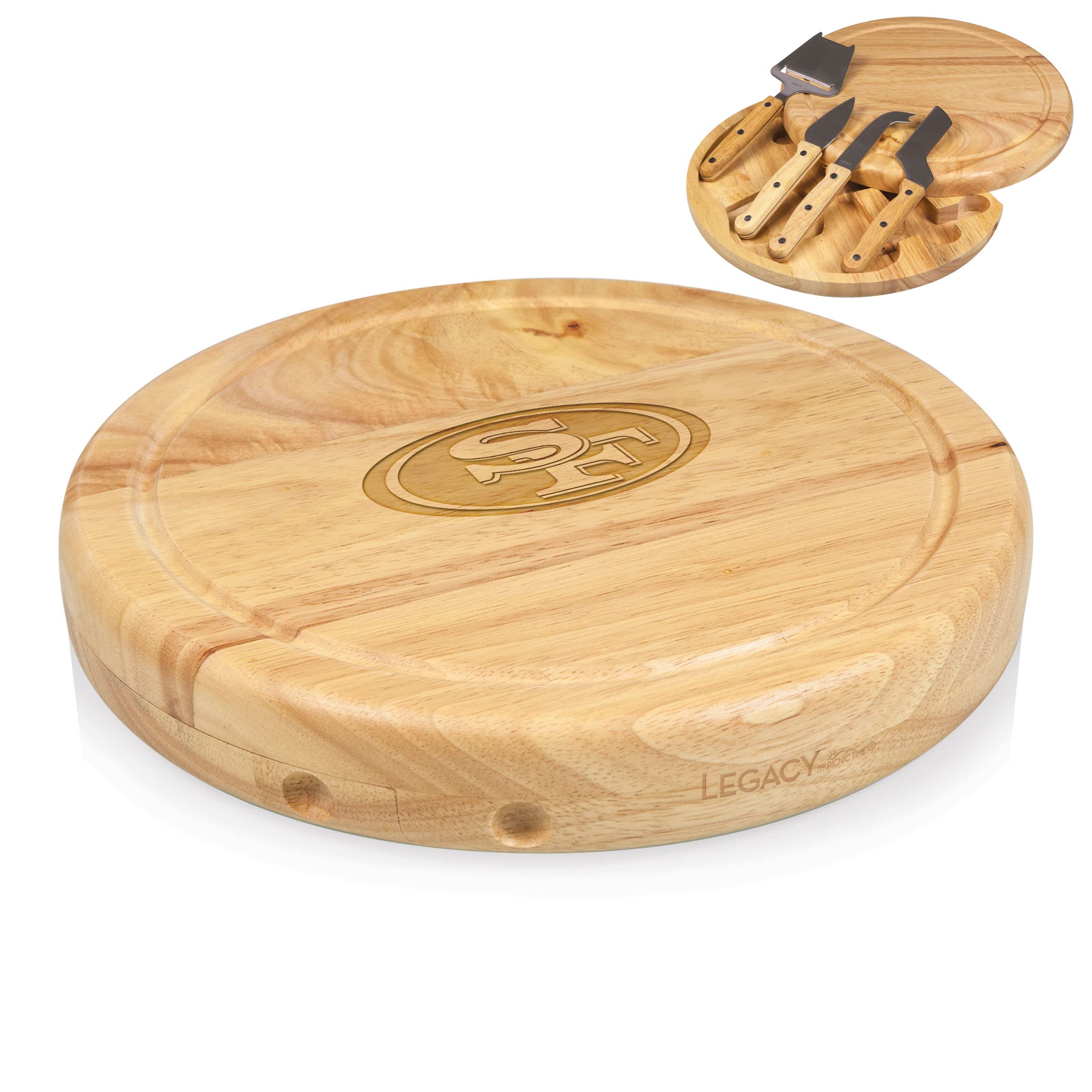 NFL San Francisco 49ers Circo Cheese Board and Knife Set - Charcuterie Board Set - Wood Cutting Board