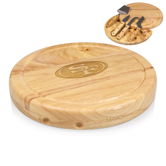 NFL San Francisco 49ers Circo Cheese Board and Knife Set - Charcuterie Board Set - Wood Cutting Board