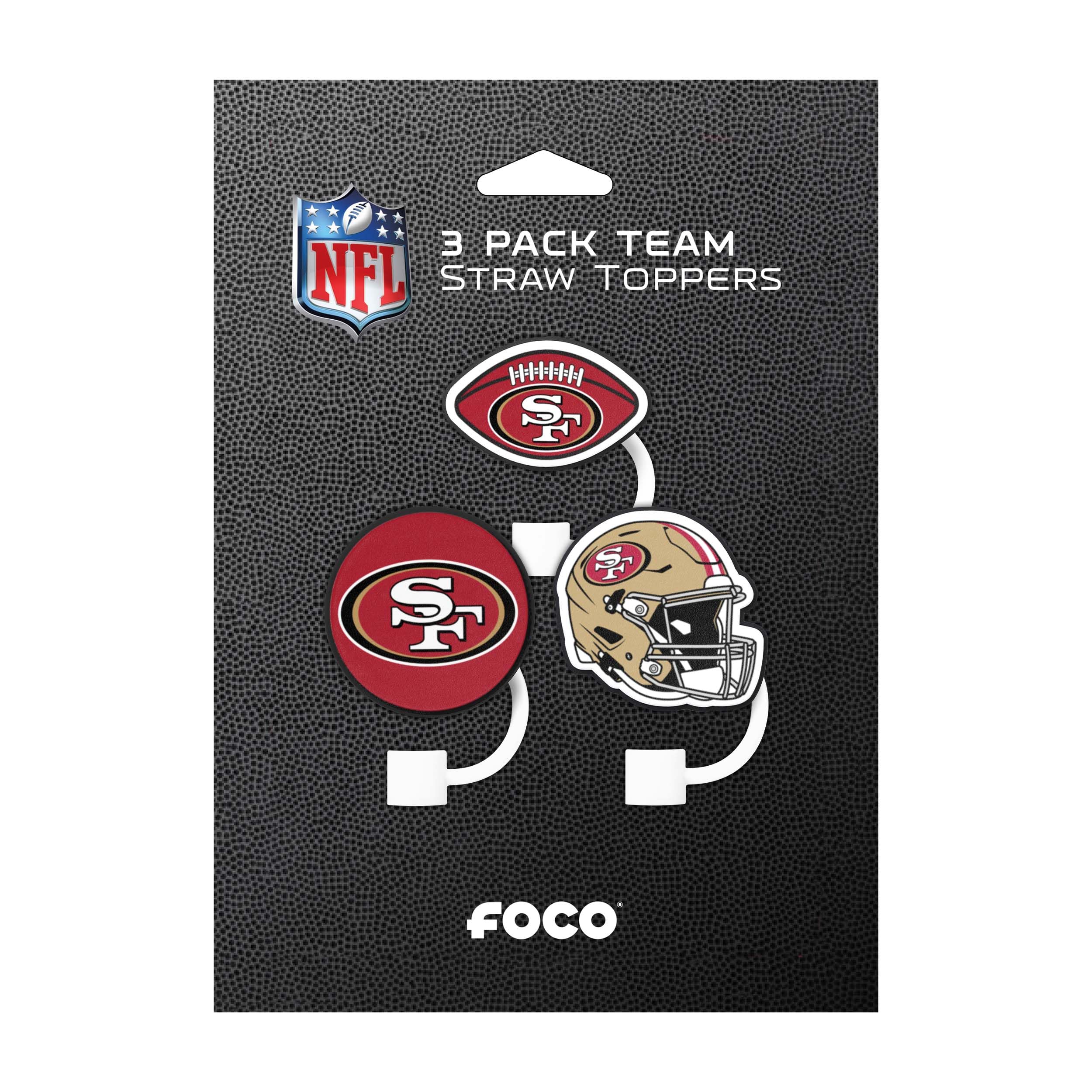 FOCO San Francisco 49ers NFL 3 Pack Primary Logo Straw Toppers
