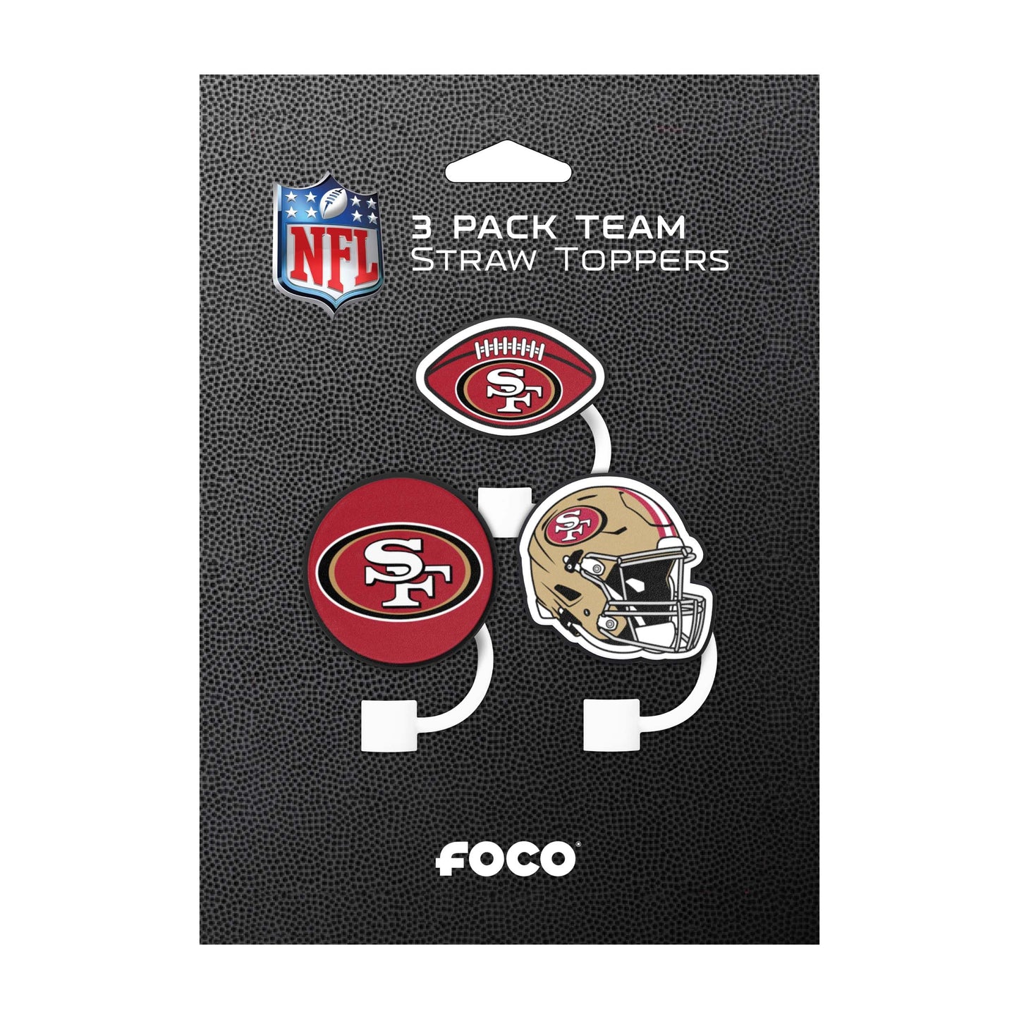 FOCO San Francisco 49ers NFL 3 Pack Primary Logo Straw Toppers