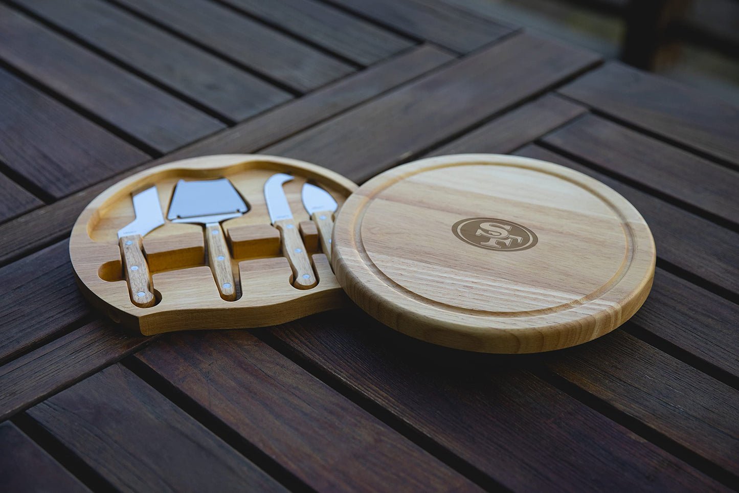 NFL San Francisco 49ers Circo Cheese Board and Knife Set - Charcuterie Board Set - Wood Cutting Board