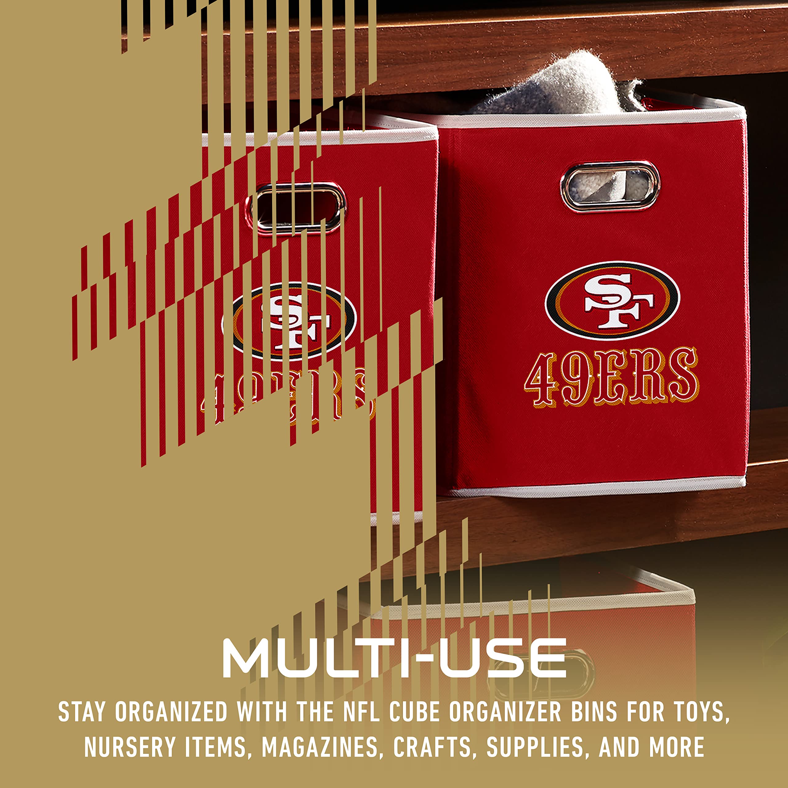 Franklin Sports NFL San Francisco 49ers Collapsible Storage Bin NFL Folding Cube Storage Container Fits Bin Organizers Fabric NFL Team Storage Cubes One Size