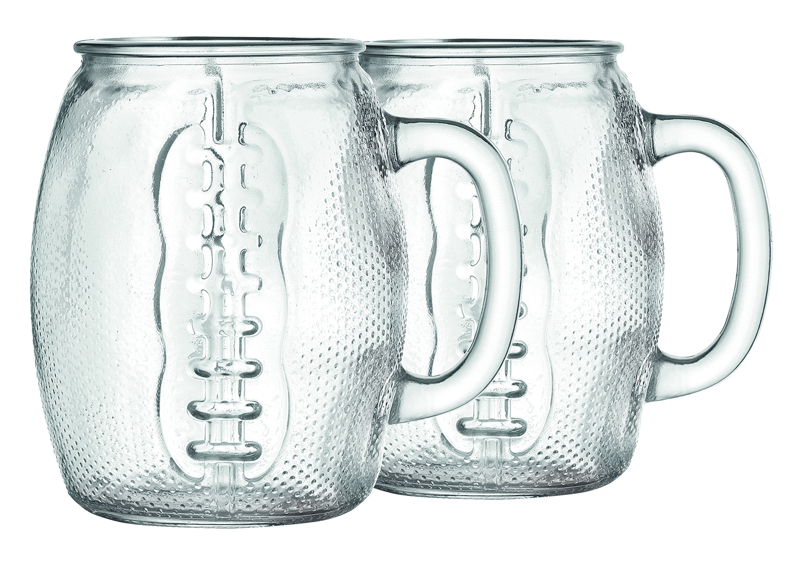 HC Oktoberfest 37 Oz Football Fan Glass Cups Fun Jumbo Drinking - Great For Beer, Mead, & Ale, Stein Mug With Handles Great For Playoffs Everyday, Great Gift For Men (Set Of 2)