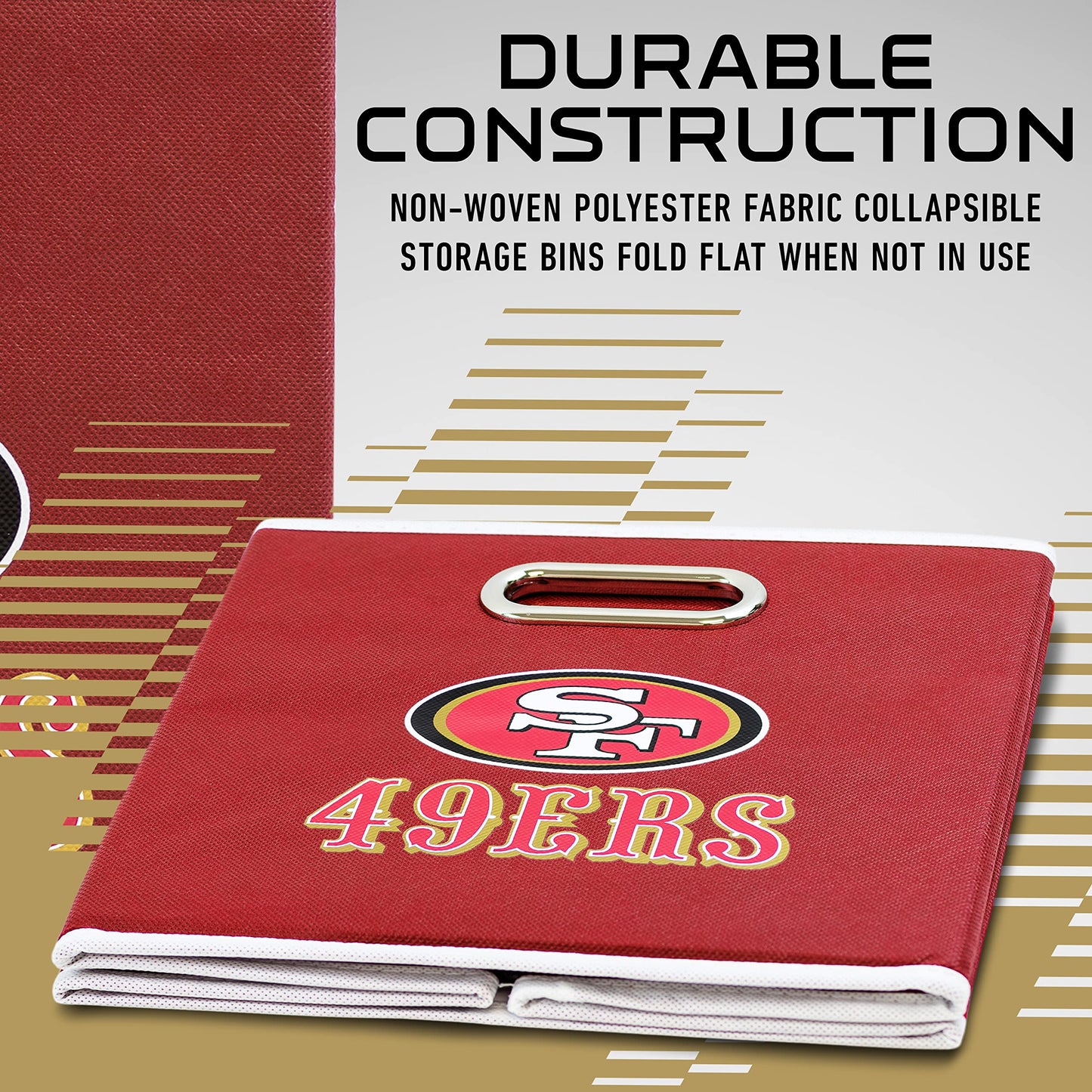 Franklin Sports NFL San Francisco 49ers Collapsible Storage Bin NFL Folding Cube Storage Container Fits Bin Organizers Fabric NFL Team Storage Cubes One Size