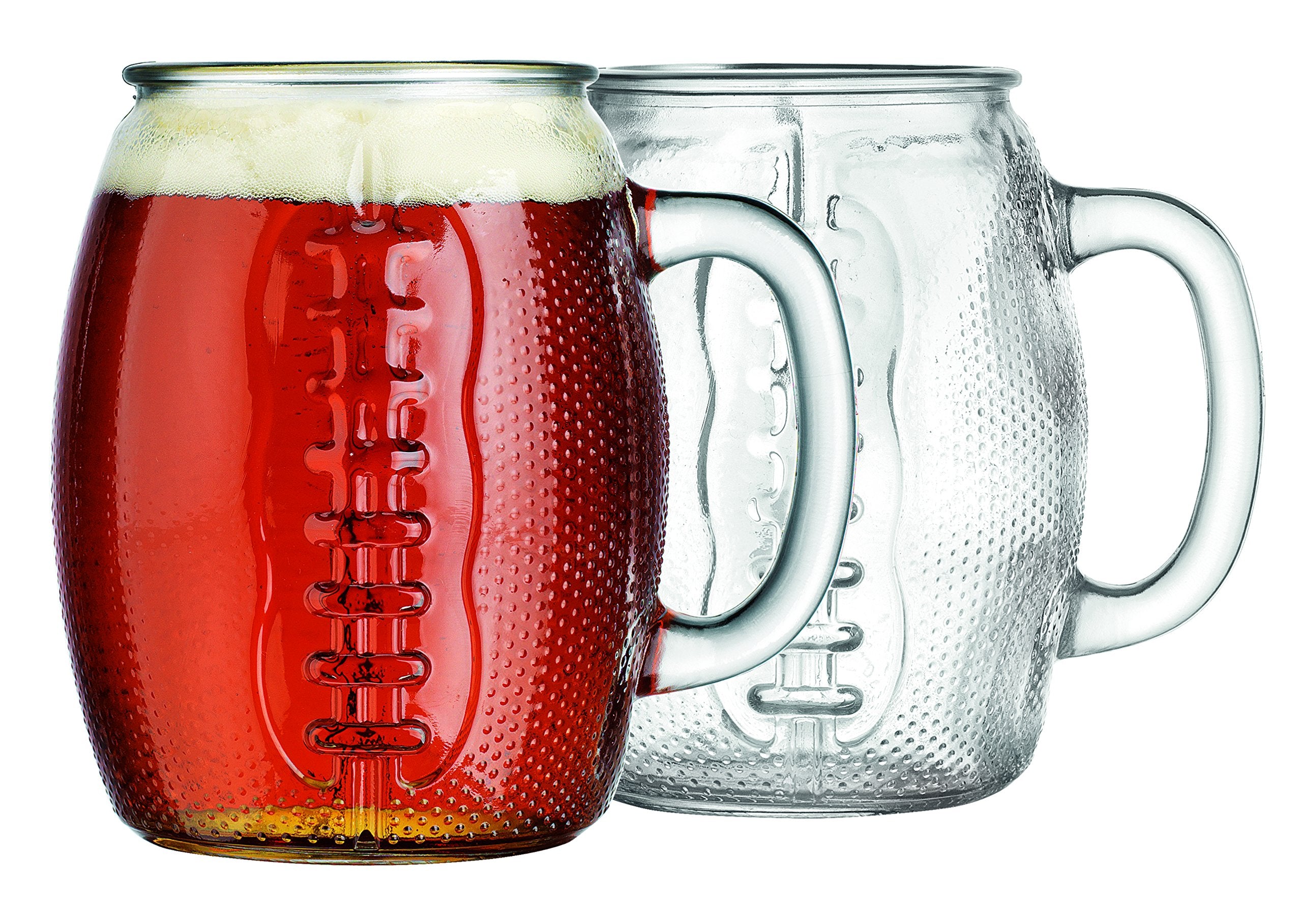 HC Oktoberfest 37 Oz Football Fan Glass Cups Fun Jumbo Drinking - Great For Beer, Mead, & Ale, Stein Mug With Handles Great For Playoffs Everyday, Great Gift For Men (Set Of 2)