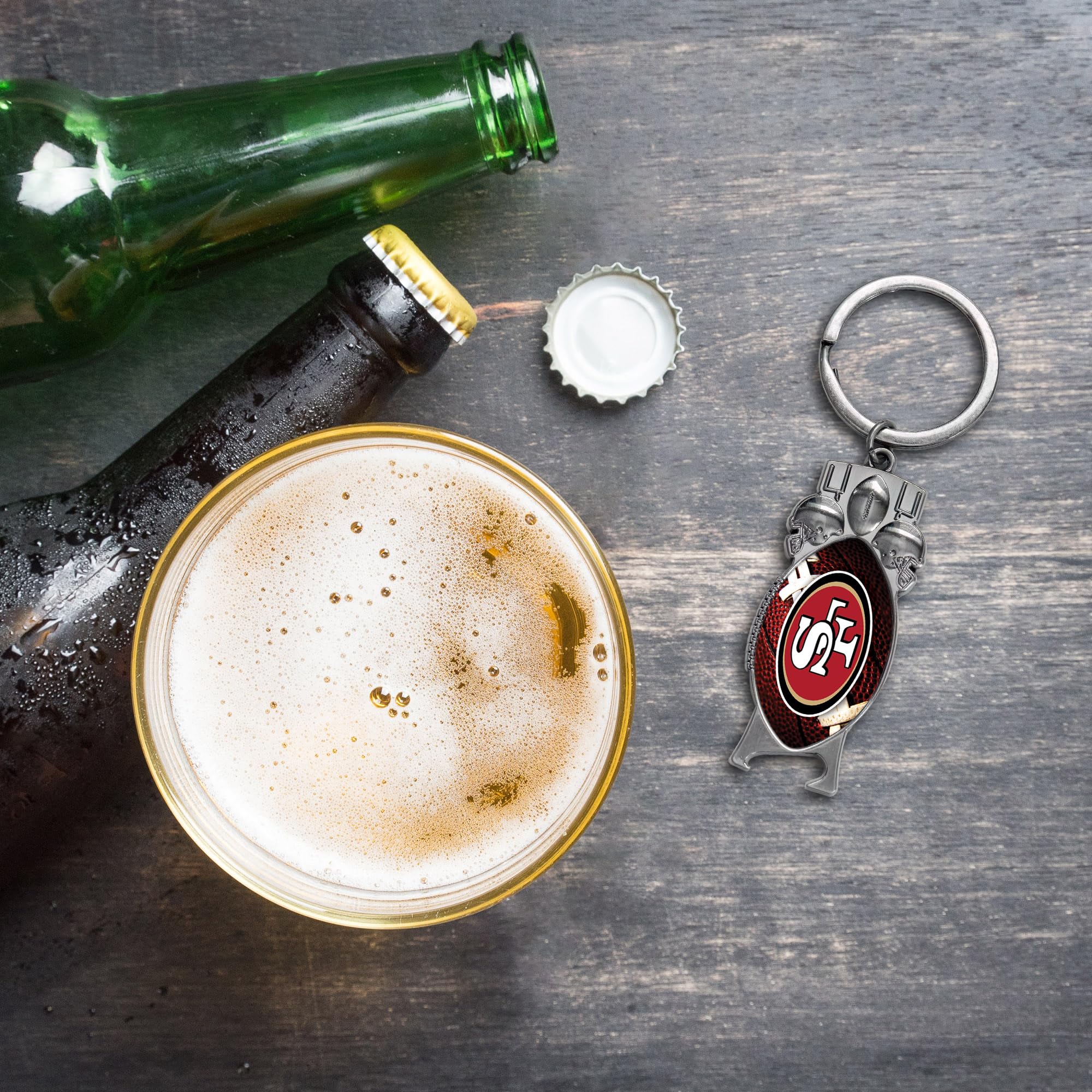 Rico Industries NFL Football San Francisco 49ers Sculpted Bottle Opener Keychain - Car Accessory