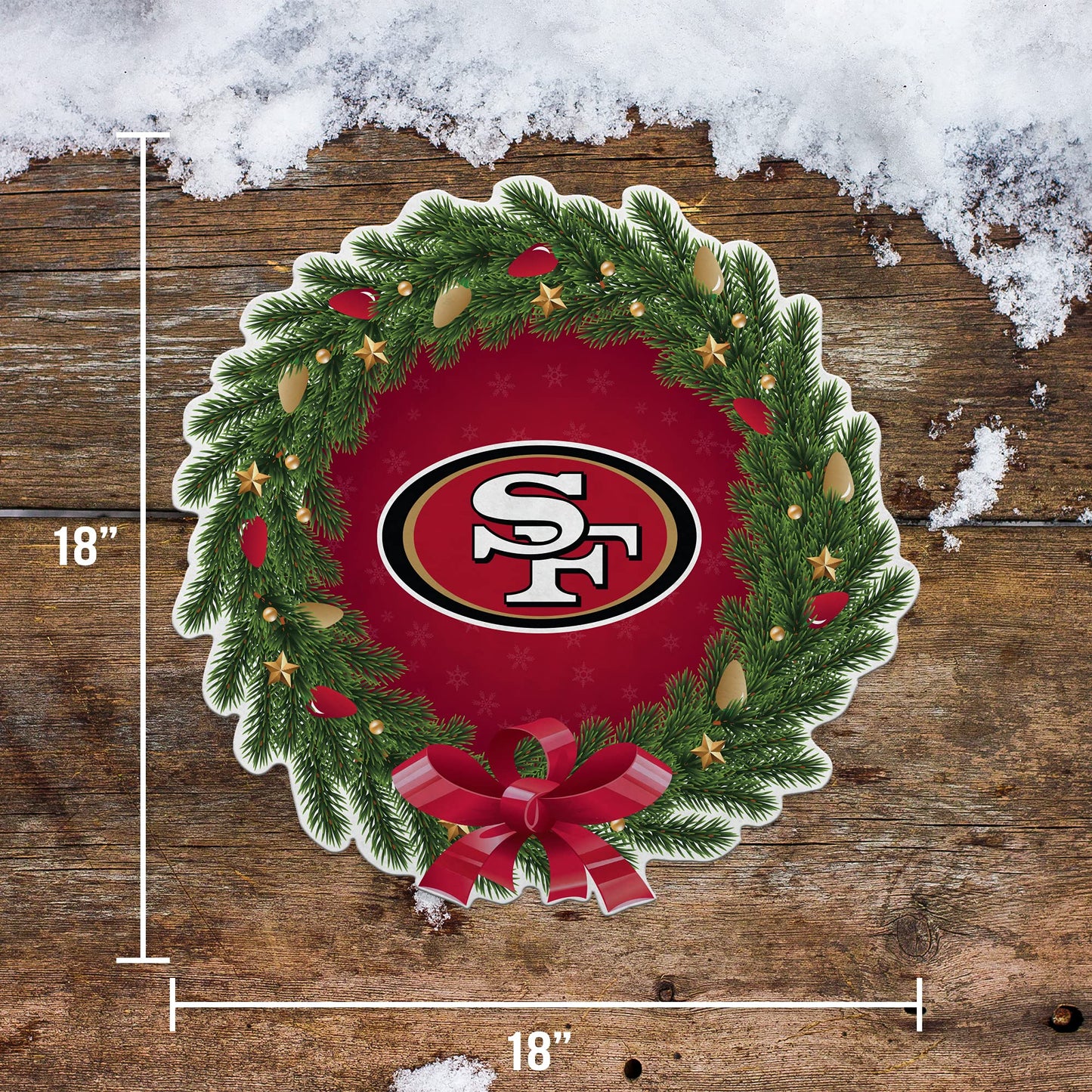 Rico Industries NFL Football San Francisco 49ers Wreath Shape Cut Pennant - Home and Living Room Décor - Soft Felt EZ to Hang